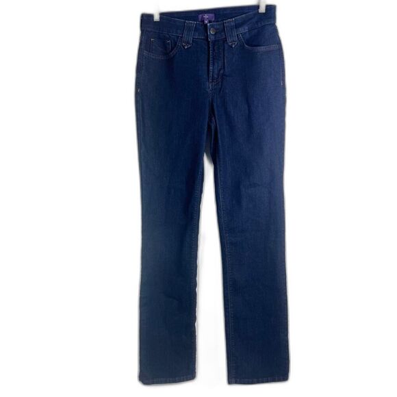 NYDJ Lift Tuck Technology Straight Leg Dark Wash Denim Jean Size 8 - Picture 1 of 11